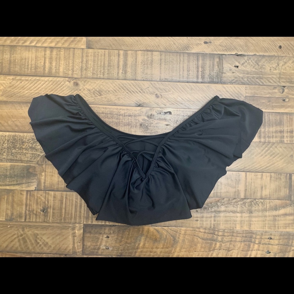 Black Off the Shoulder Bathing Suit Top